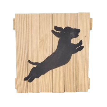 Jumping Weiner Dog  10x10"